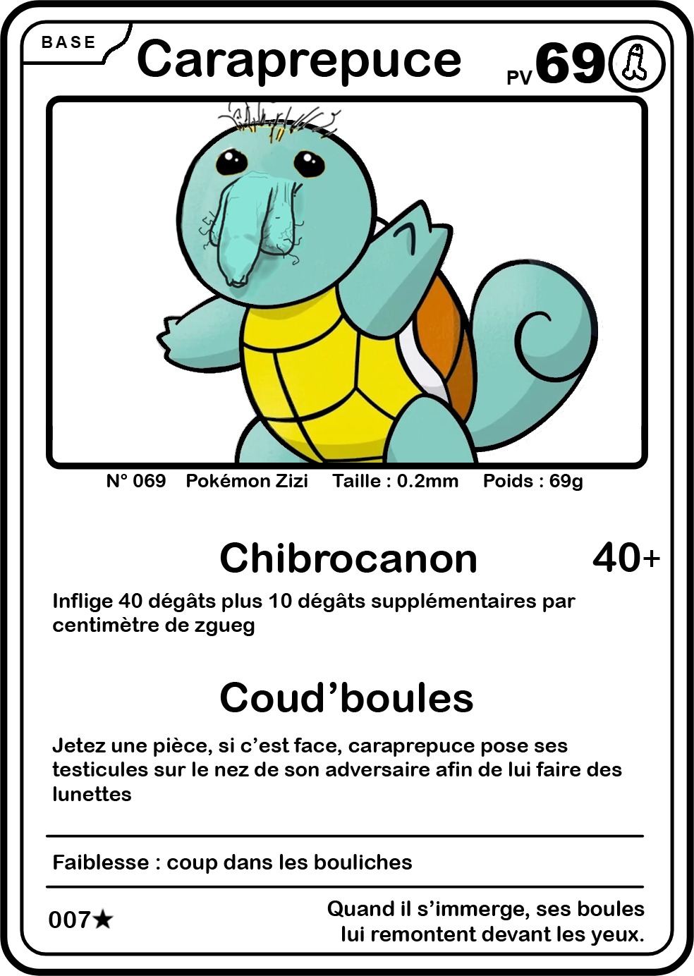 Illustration de la carte humoristique Caraprepuce